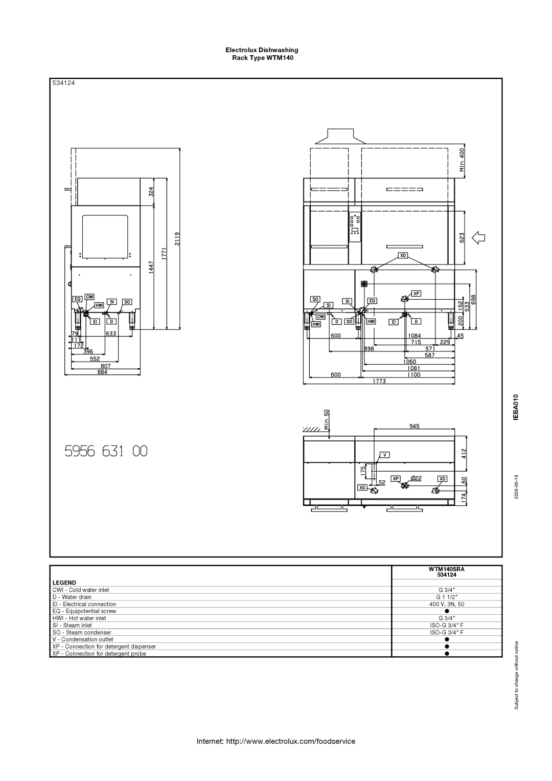 Electrolux 534102, 534103, 534100, 534101, 534125, WTM140ELA, WTM140ERB, WTM140ERA, WTM140SLA manual 534124, WTM140SRA 