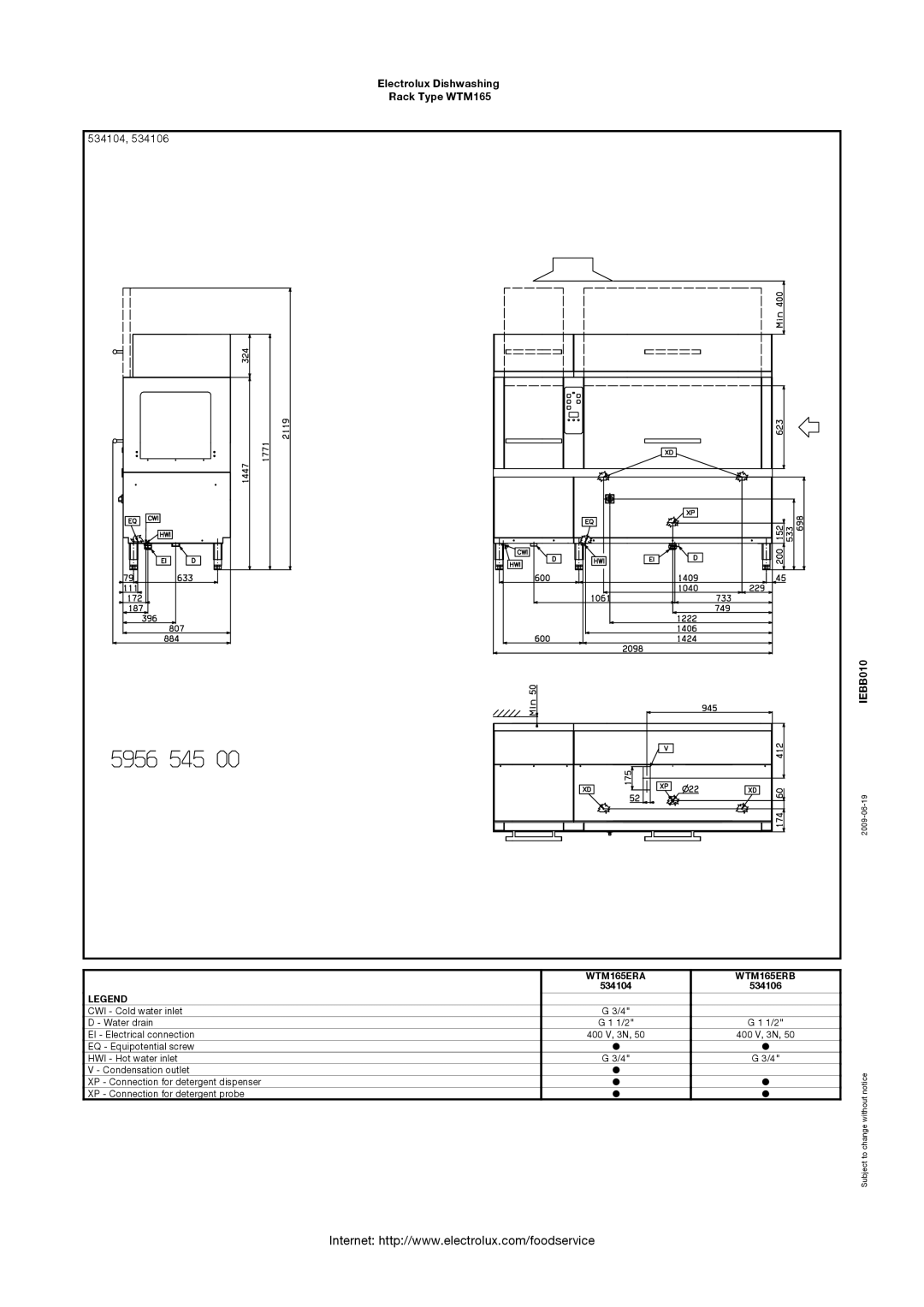 Electrolux 534127, 534126, 534107, 534105, WTM165SLA, WTM165SRA, WTM165ELA, WTM165ELB WTM165ERA WTM165ERB, 534104 534106 