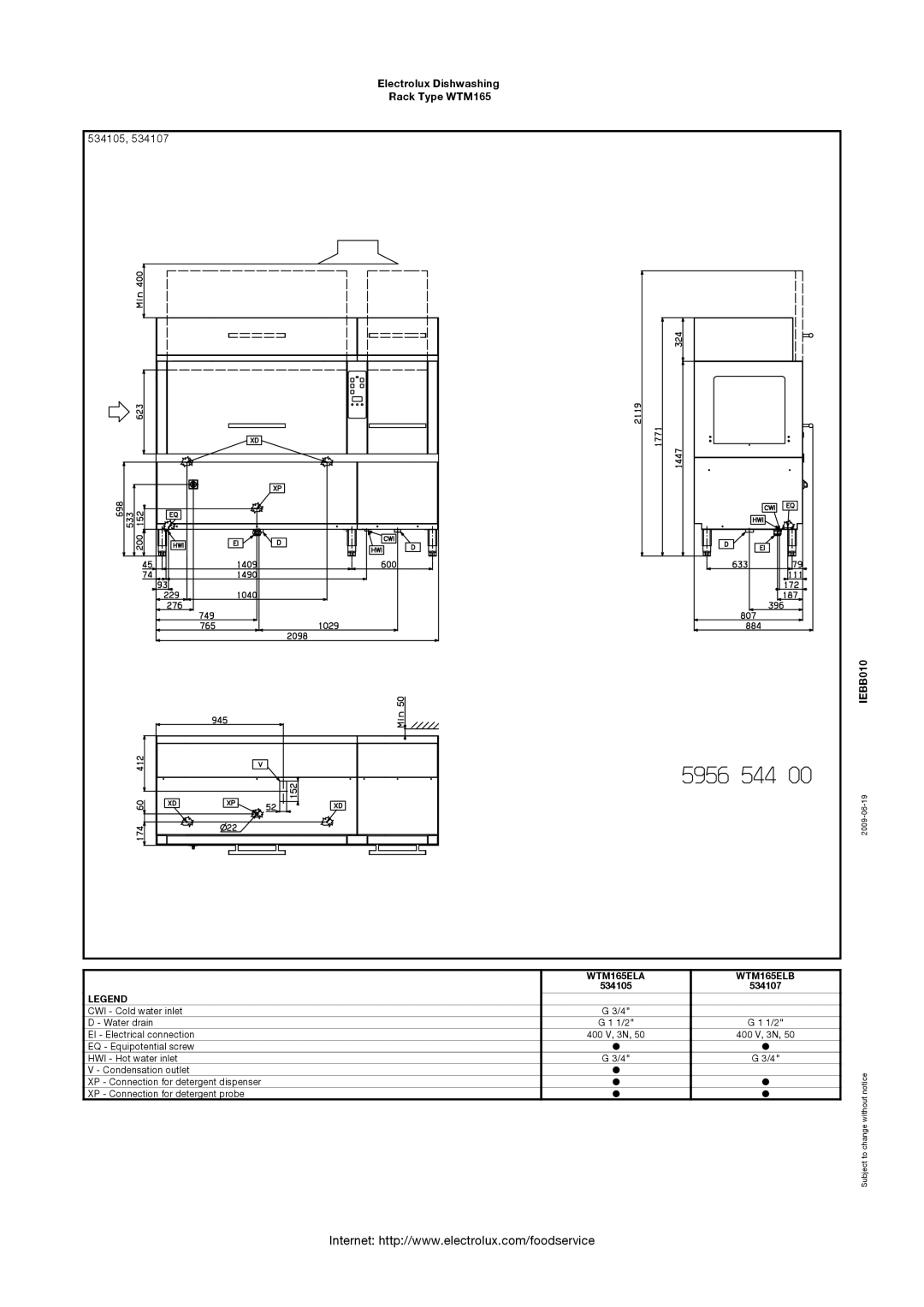 Electrolux 534126, 534106, 534127, 534104, WTM165SLA, WTM165SRA, WTM165ERA, WTM165ERB manual WTM165ELA WTM165ELB, 534105 534107 