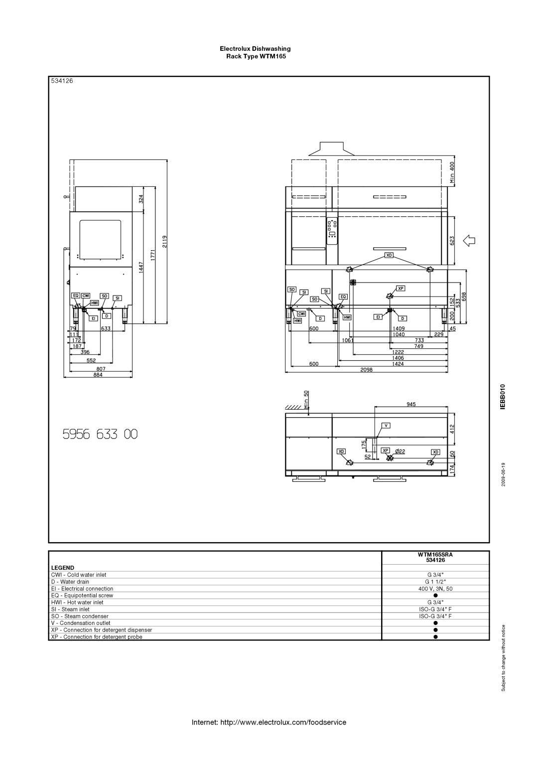 Electrolux 534104, 534107, 534106, 534127, 534105, WTM165SLA, WTM165ELA, WTM165ELB, WTM165ERA, WTM165ERB manual 534126, WTM165SRA 