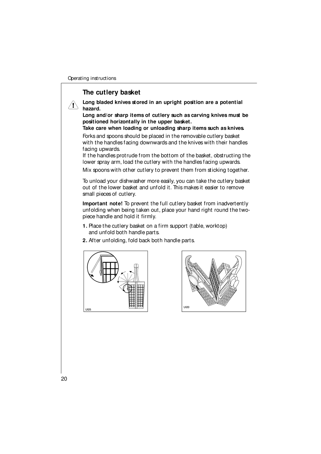 Electrolux 54750 manual Cutlery basket 