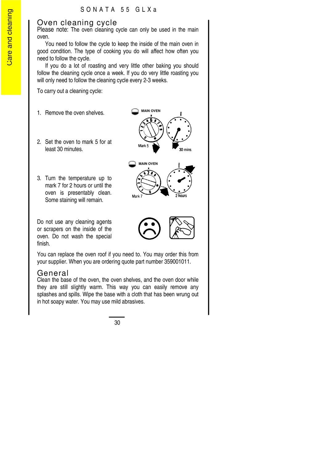 Electrolux 55 GLXA installation instructions Oven cleaning cycle, General 