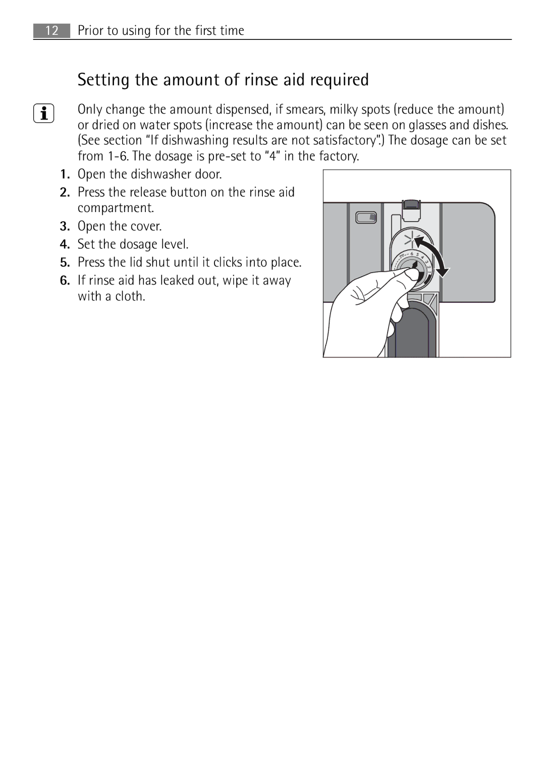 Electrolux 55090I user manual Setting the amount of rinse aid required 