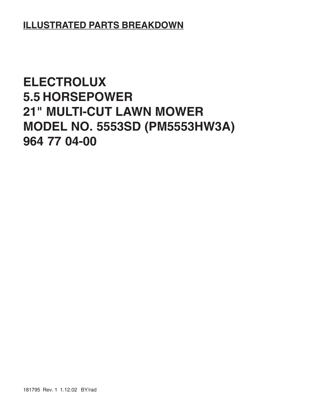 Electrolux 5553SD (PM5553HW3A) manual Electrolux Horsepower 