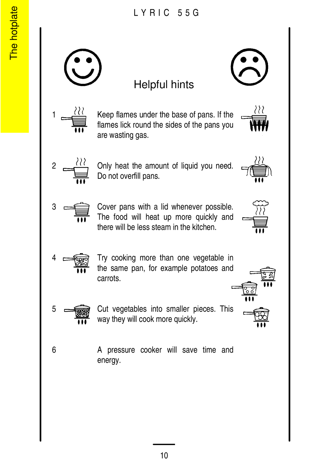 Electrolux 55G manual Helpful hints 