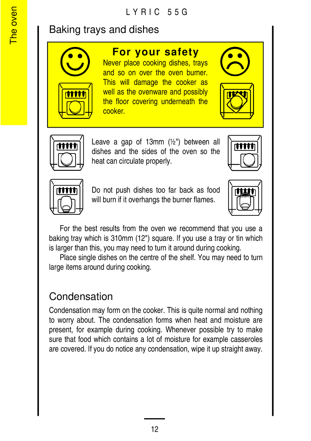 Electrolux 55G manual Baking trays and dishes, Condensation 