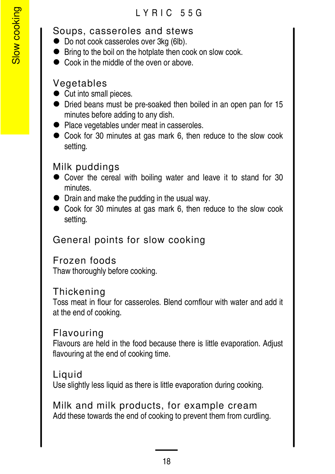 Electrolux 55G manual Slow cooking 