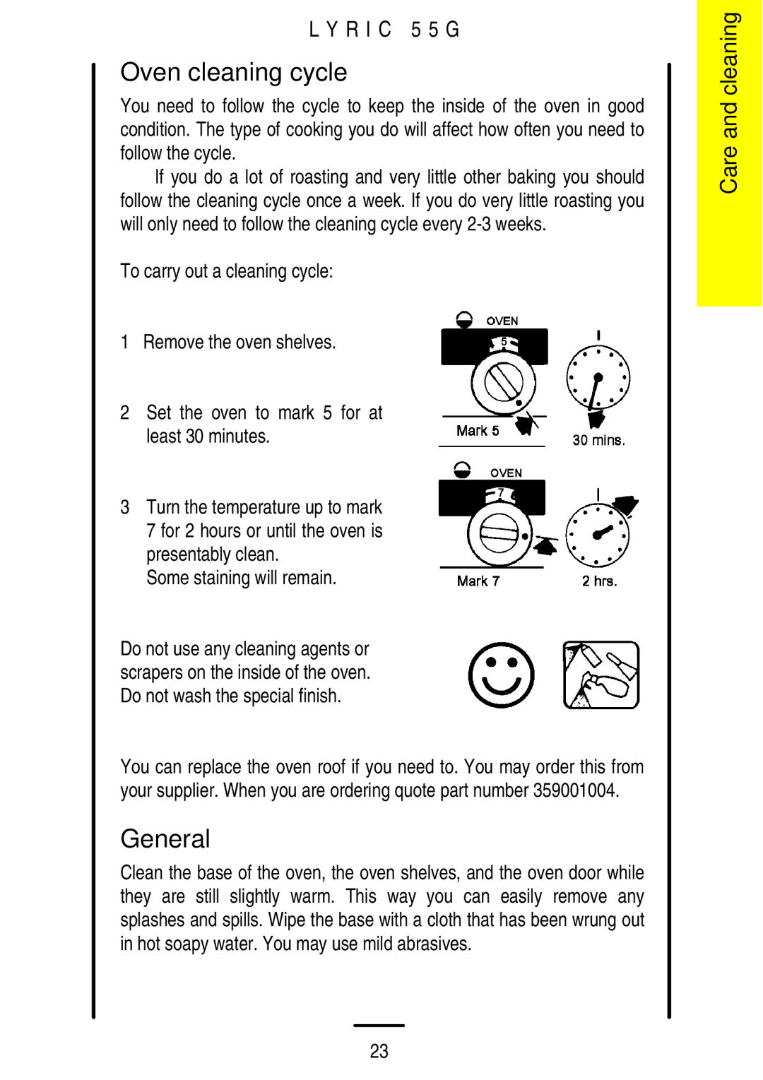 Electrolux 55G manual Oven cleaning cycle, General 