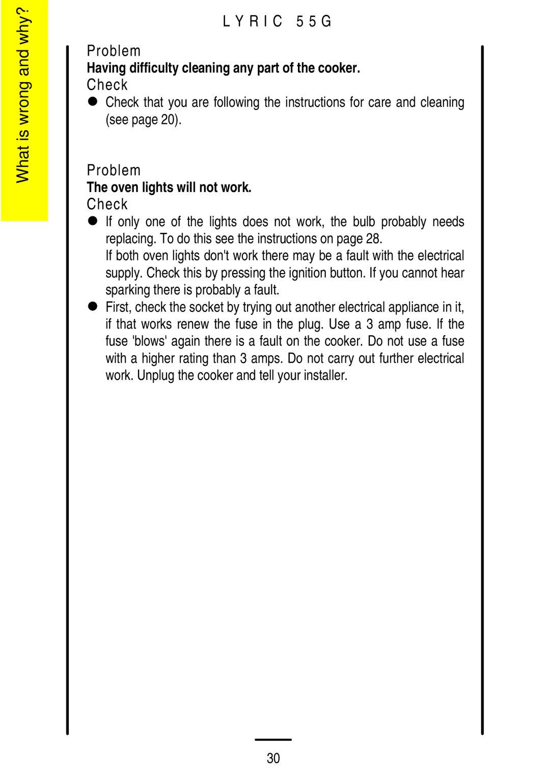 Electrolux 55G manual R I C 5 5 G Problem 