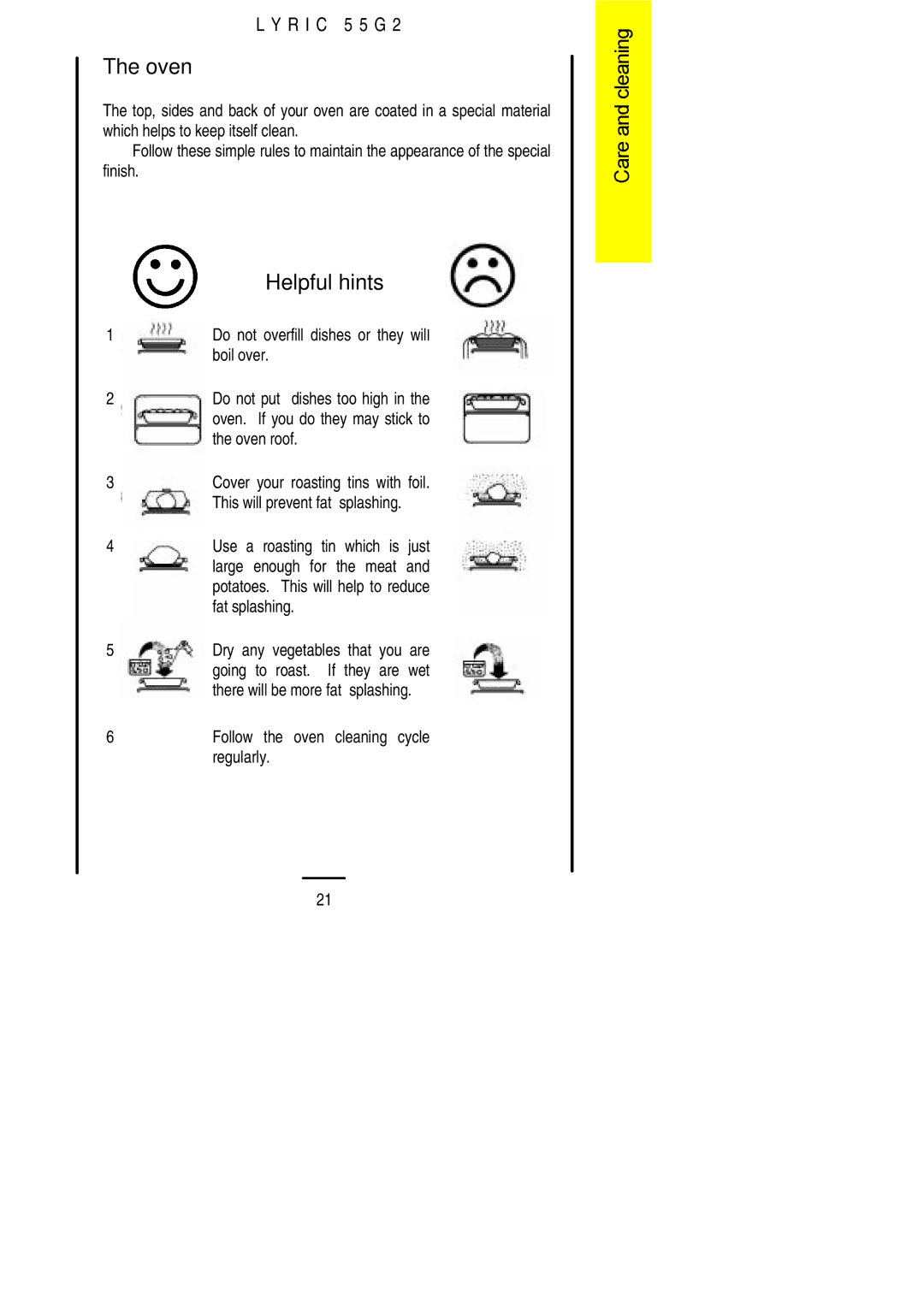 Electrolux 55G2 installation instructions Boil over 