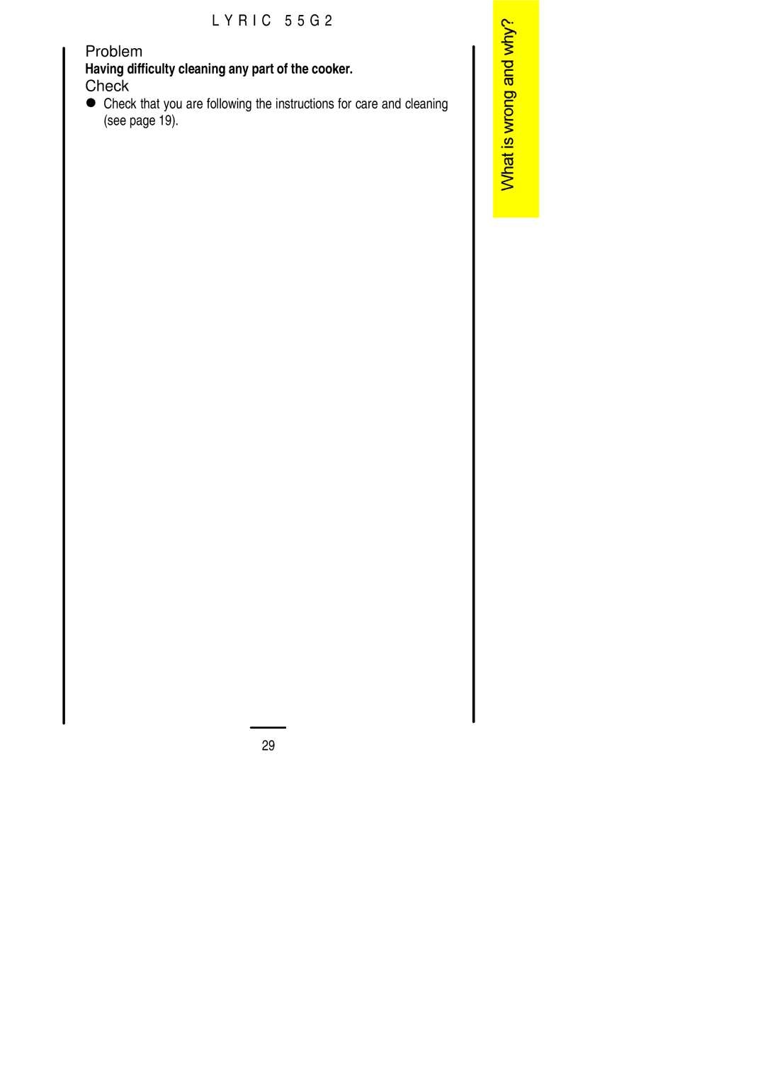 Electrolux 55G2 installation instructions R I C 5 5 G Problem 