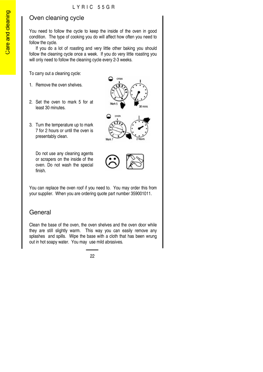 Electrolux 55GR installation instructions Oven cleaning cycle, General 