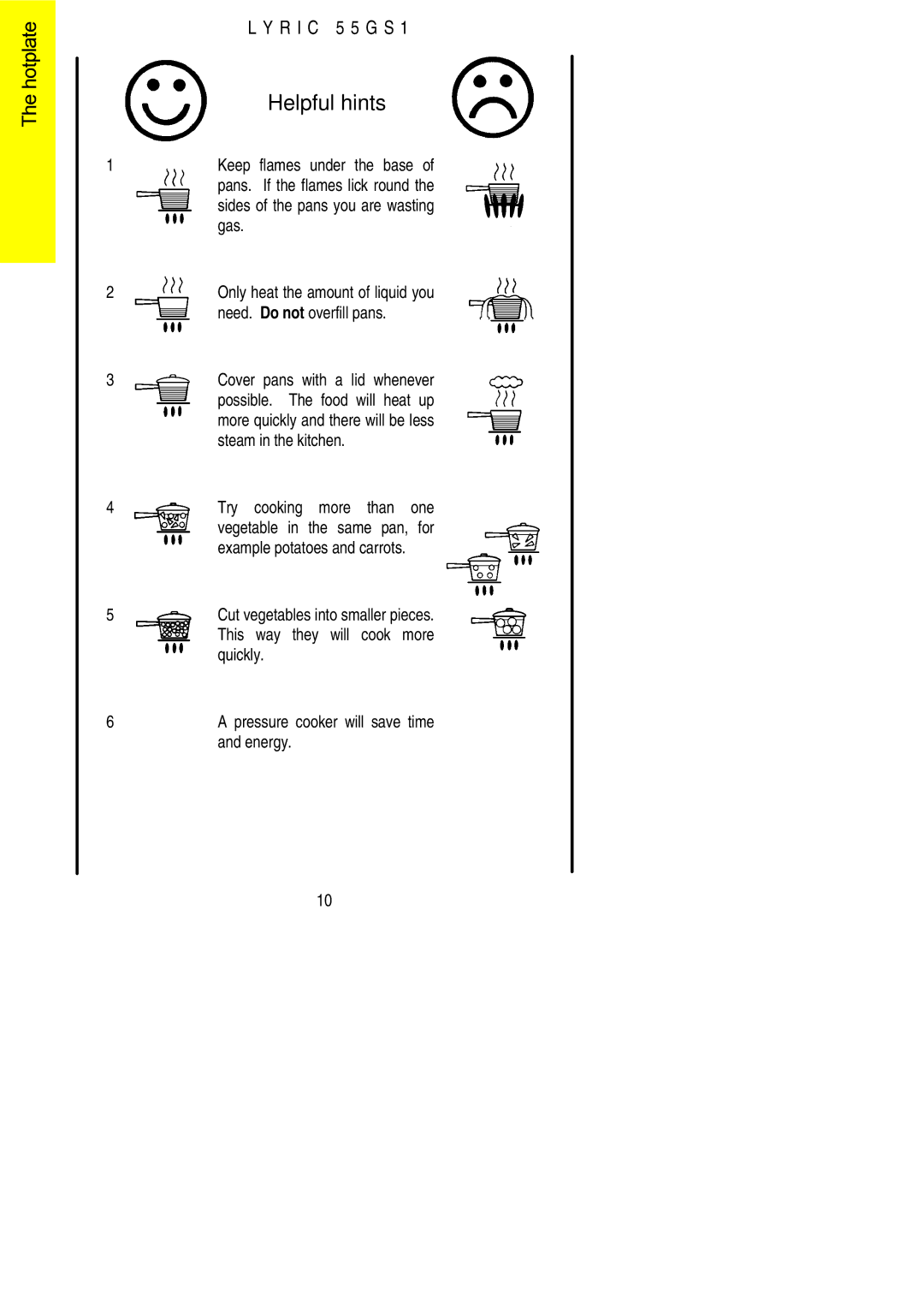 Electrolux 55GS1 installation instructions Helpful hints 