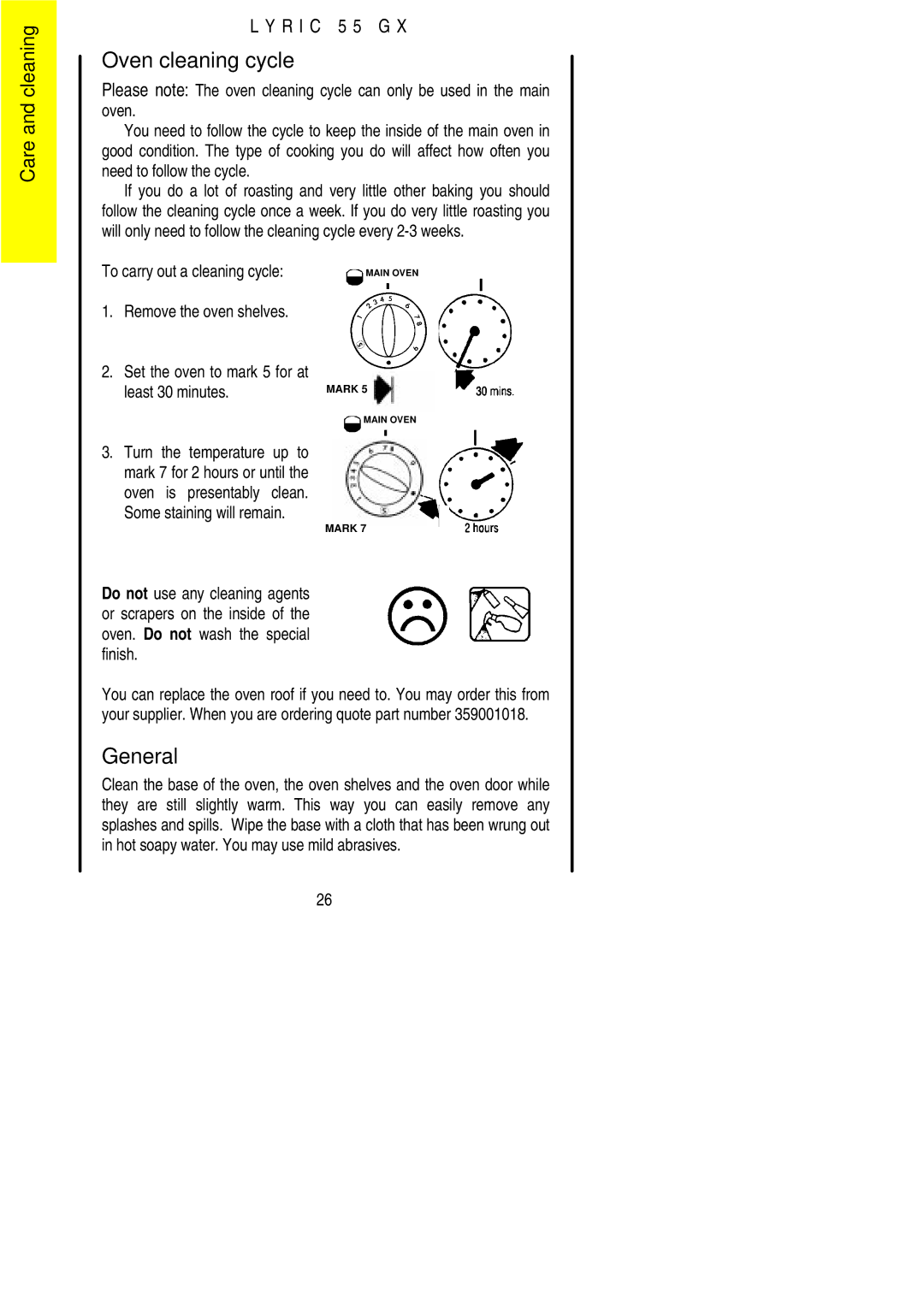 Electrolux 55GX installation instructions Oven cleaning cycle, General 