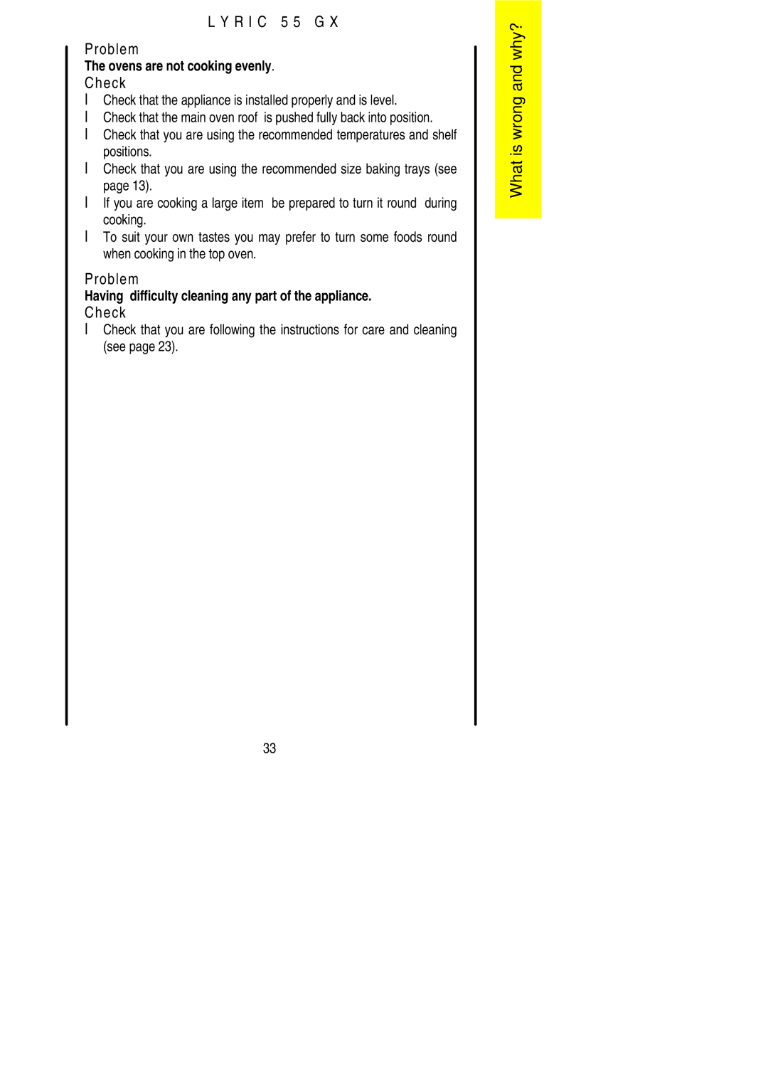 Electrolux 55GX installation instructions R I C 5 5 G Problem 