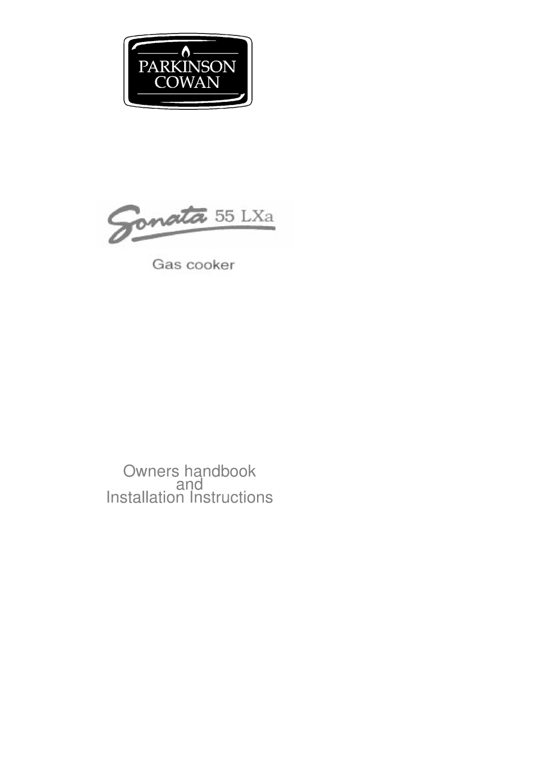 Electrolux 55LXa installation instructions Owners handbook Installation Instructions 