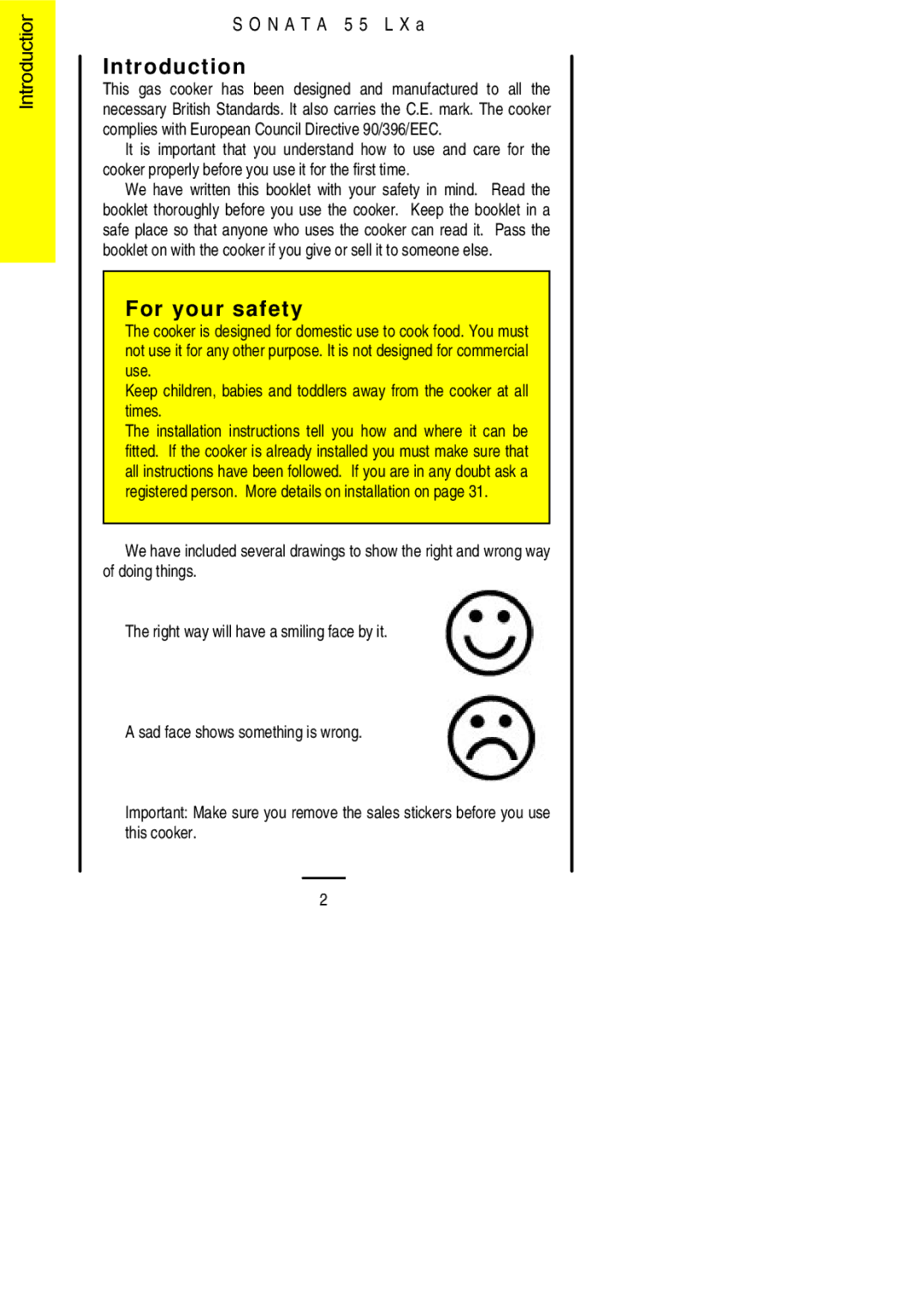 Electrolux 55LXa installation instructions Introduction, For your safety 