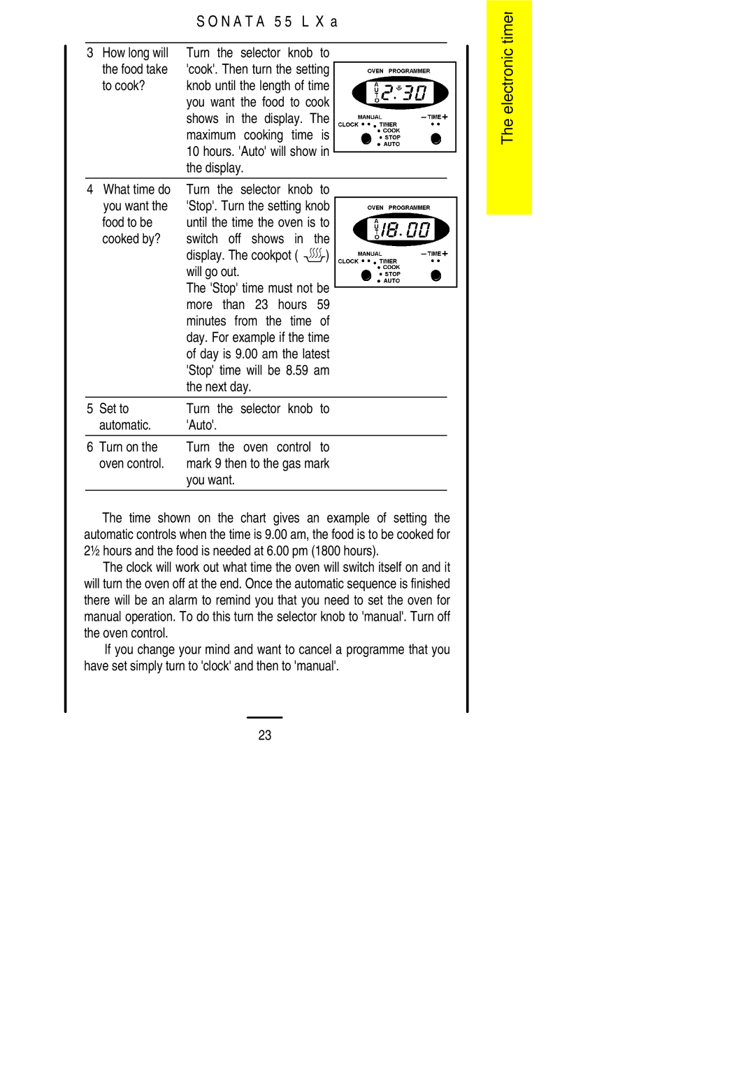 Electrolux 55LXa How long will Turn the selector knob to Food take, To cook?, Food to be, Cooked by? Switch off shows 