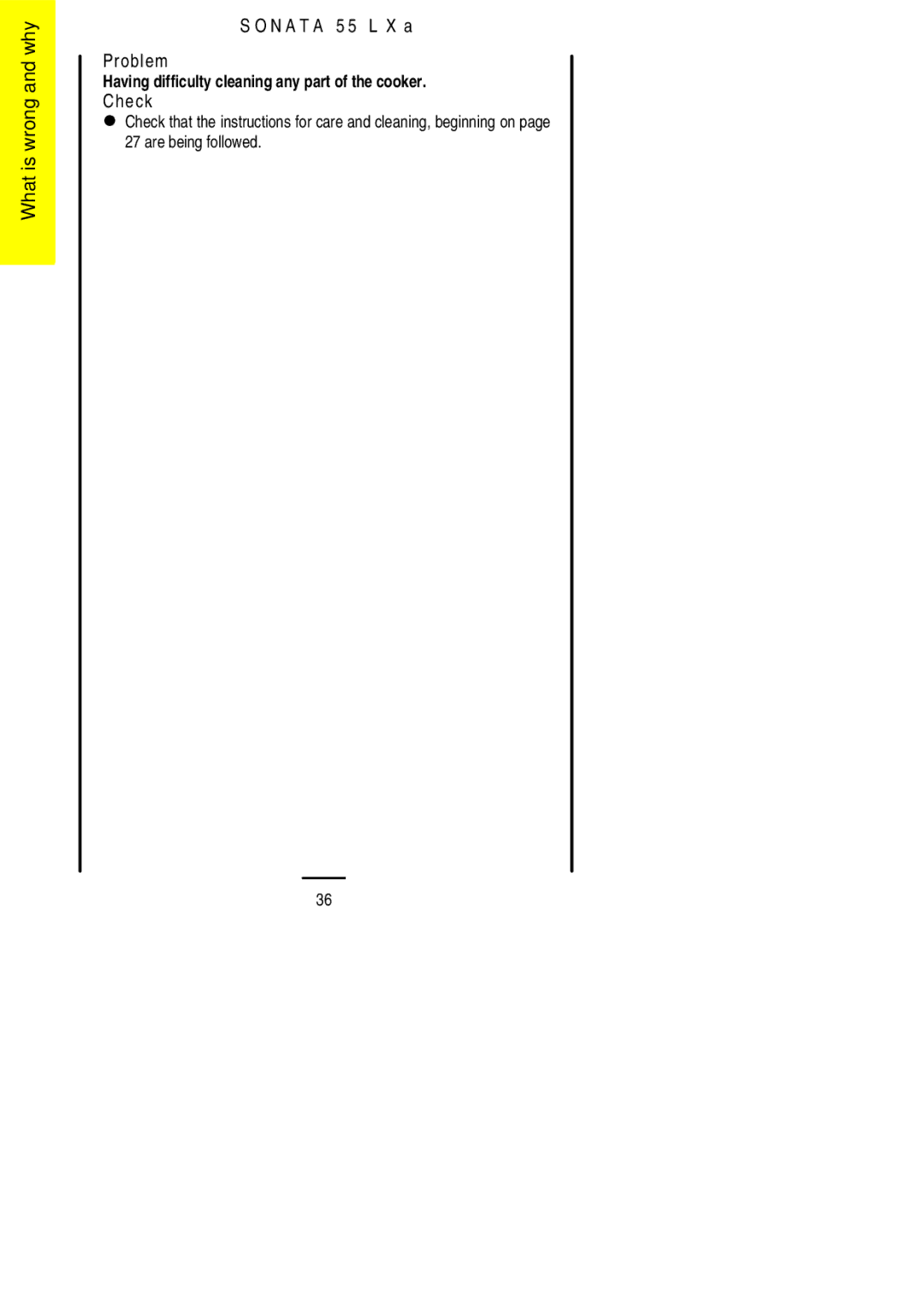 Electrolux 55LXa installation instructions N a T a 5 5 L X a Problem 