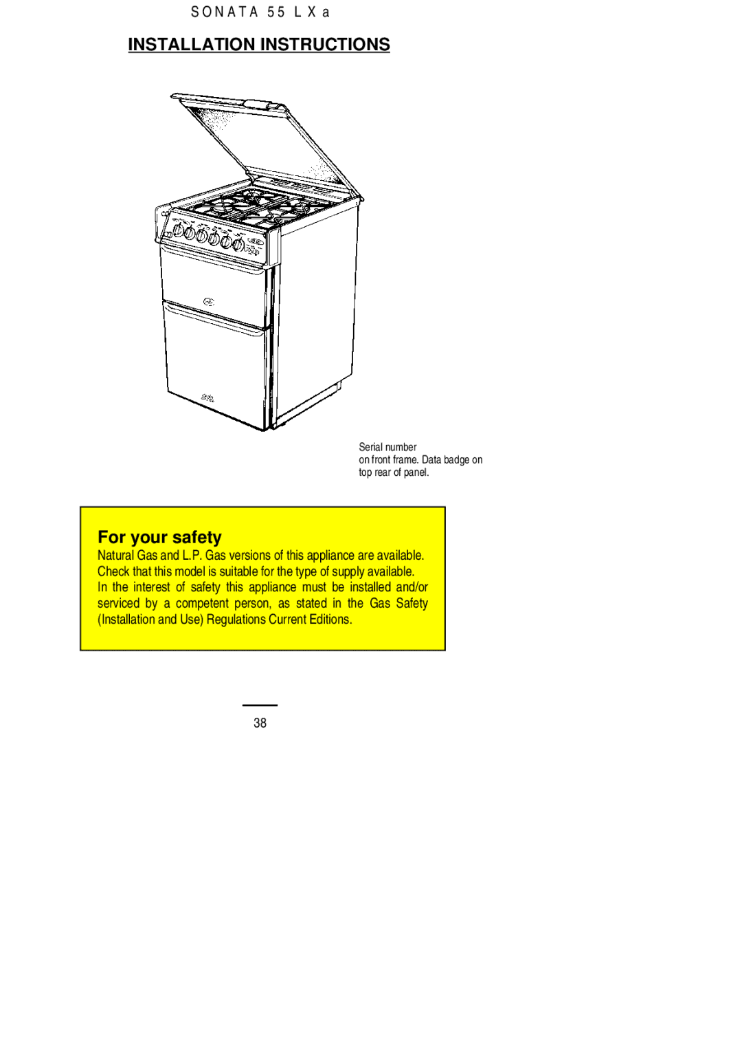 Electrolux 55LXa installation instructions Installation Instructions 