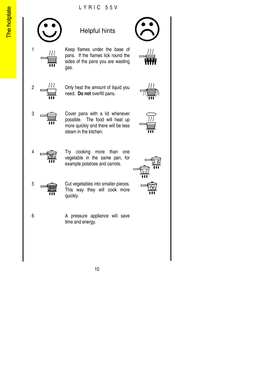 Electrolux 55V installation instructions Helpful hints 