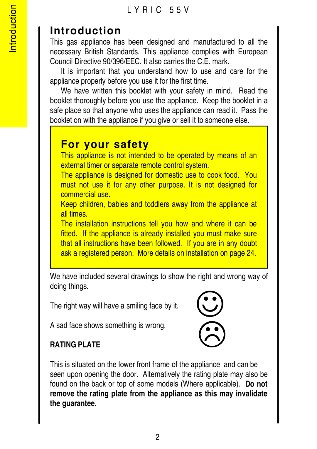 Electrolux 55V installation instructions Introduction, For your safety 