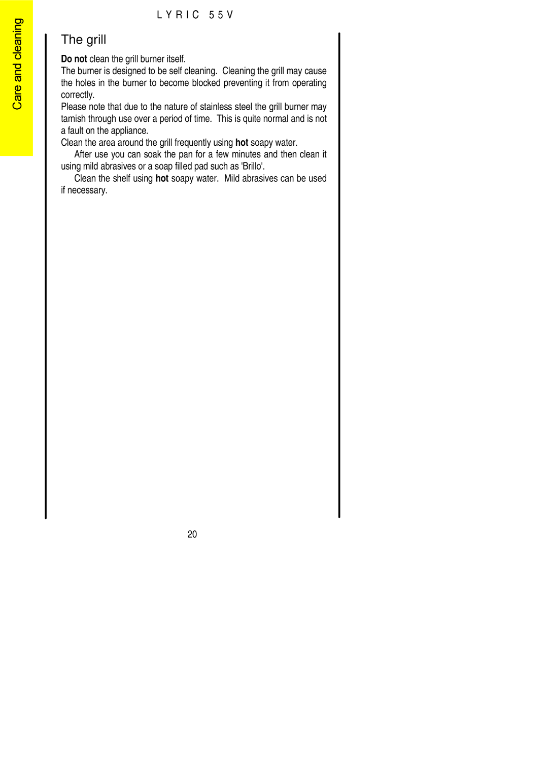 Electrolux 55V installation instructions Grill 