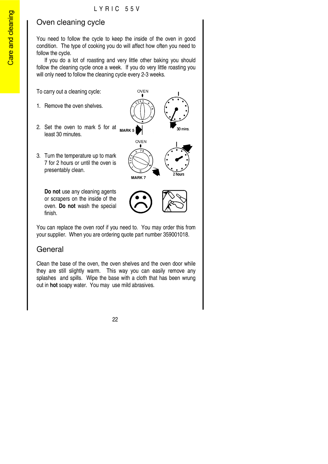 Electrolux 55V installation instructions Oven cleaning cycle, General 