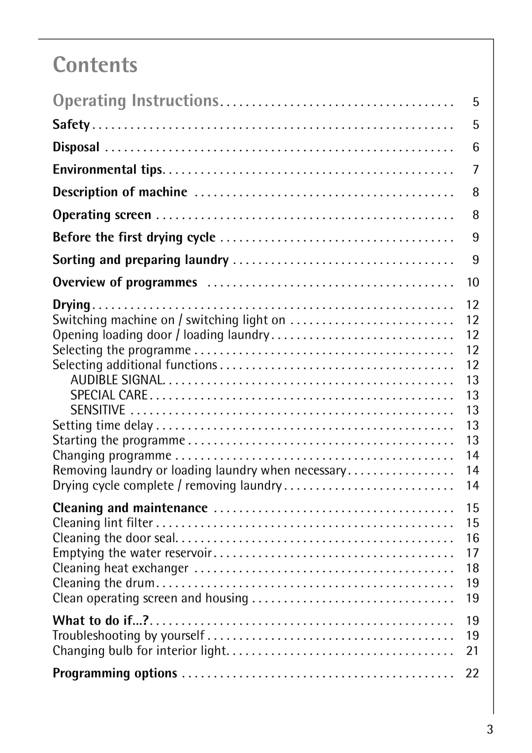 Electrolux 56800 manual Contents 