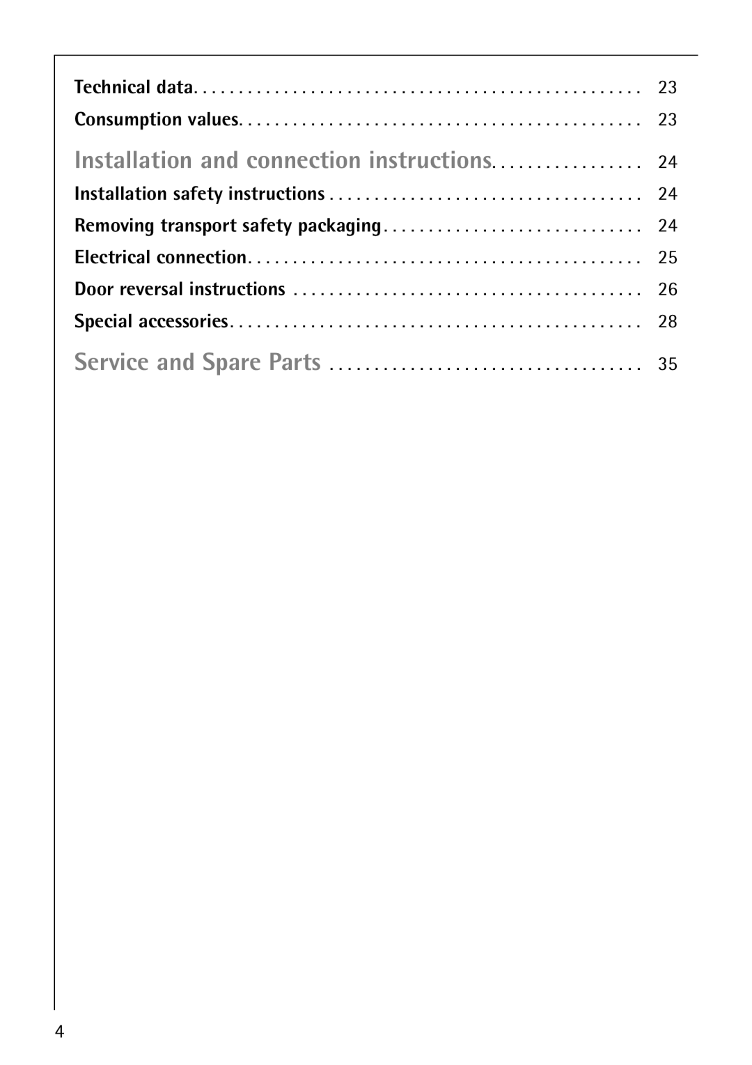 Electrolux 56800 manual Installation and connection instructions 