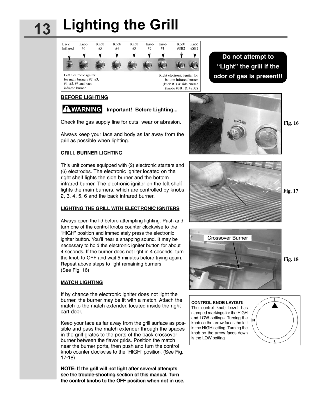 Electrolux 57 Gas Grill manual Lighting the Grill, Before Lighting, Grill Burner Lighting, Match Lighting 