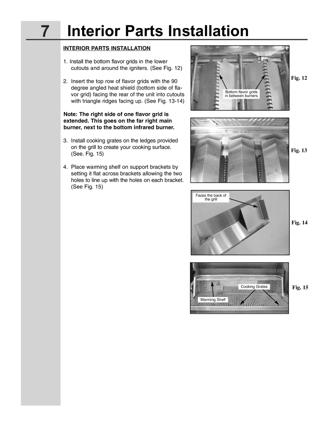 Electrolux 57 Gas Grill manual Interior Parts Installation 