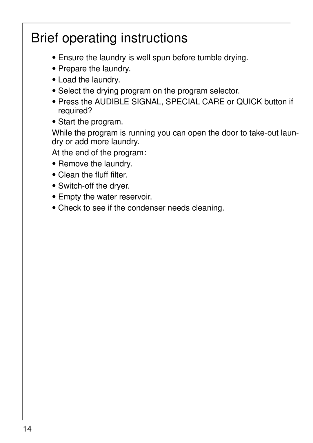 Electrolux 57700 Brief operating instructions 