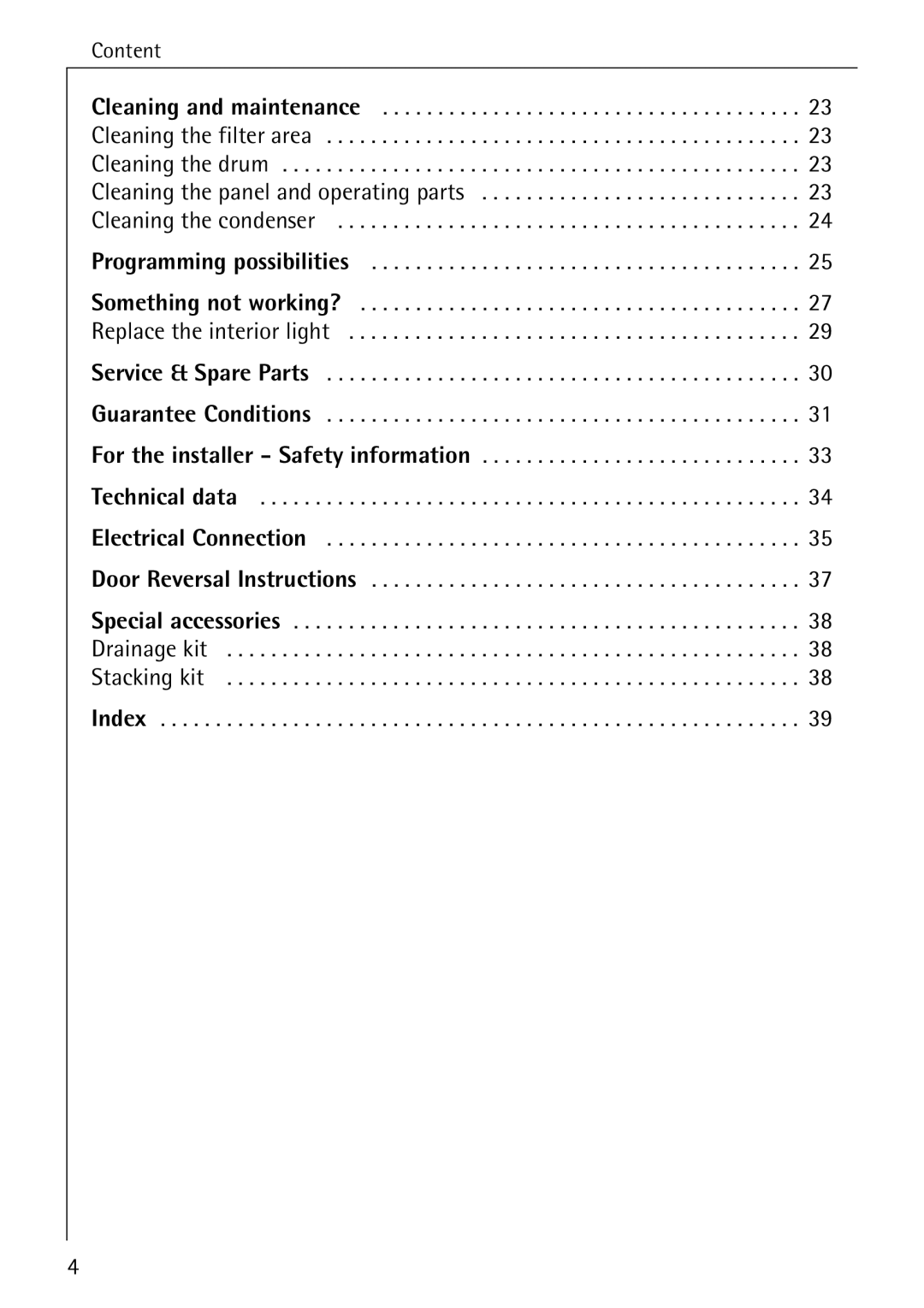 Electrolux 57700 operating instructions Content 