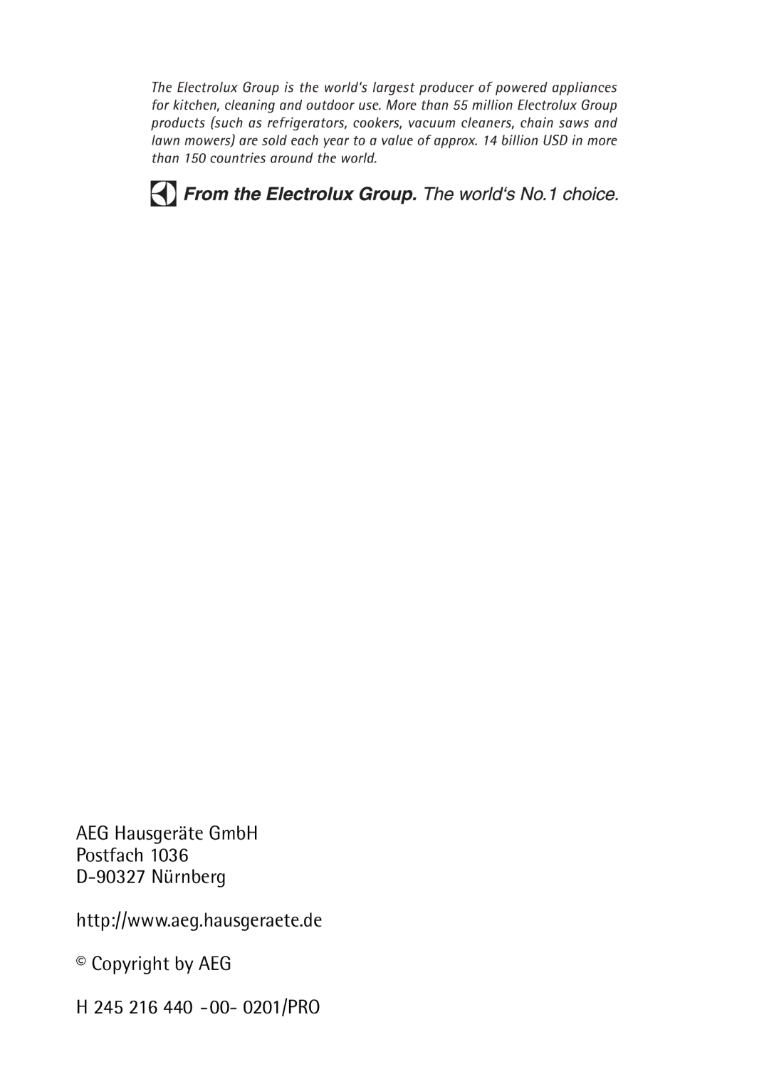 Electrolux 57700 operating instructions 