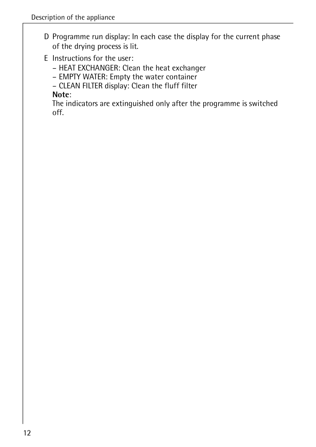 Electrolux 57760 operating instructions Description of the appliance 