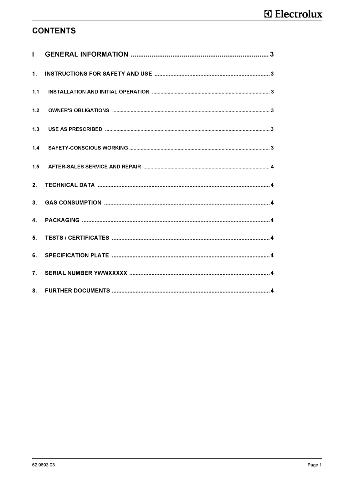 Electrolux 9CHG583394, 9CHG583395, GU5EOEOOOO, 583397, 9CHG583396, KU5KOEOOOO, 9CHG83397, KU5HOEOOOO, GU5COEOOOO manual Contents 