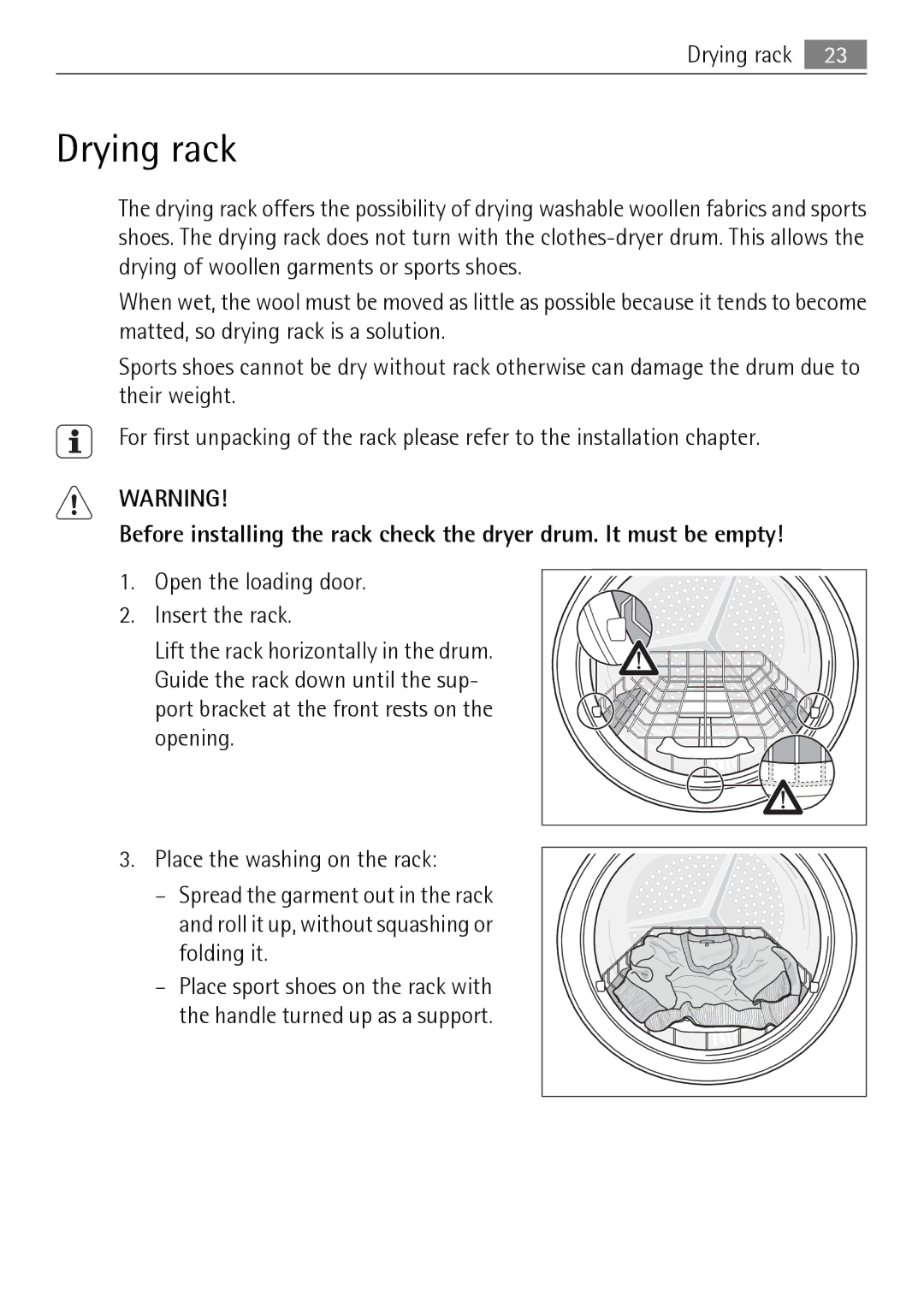 Electrolux 58840R user manual Drying rack 