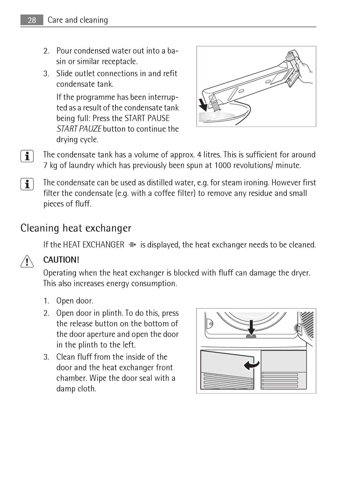 Electrolux 58840R user manual Cleaning heat exchanger, Drying cycle 