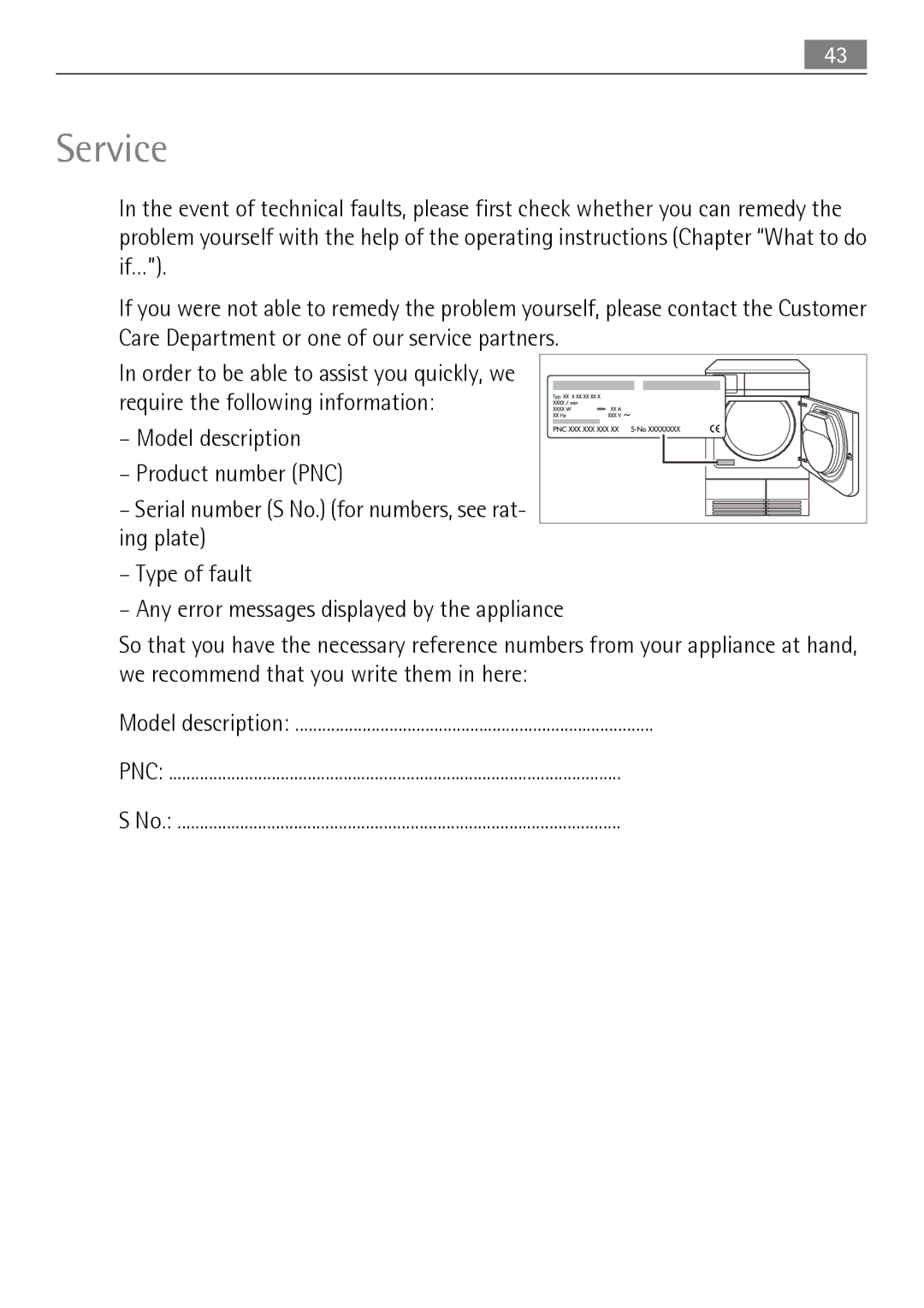 Electrolux 58840R user manual Service 