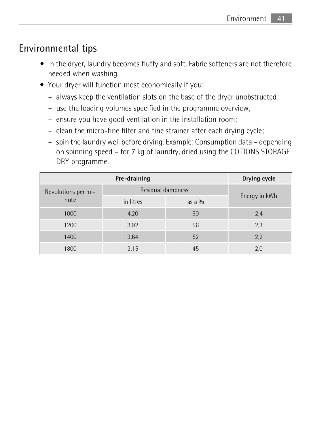 Electrolux 59840 user manual Environmental tips 