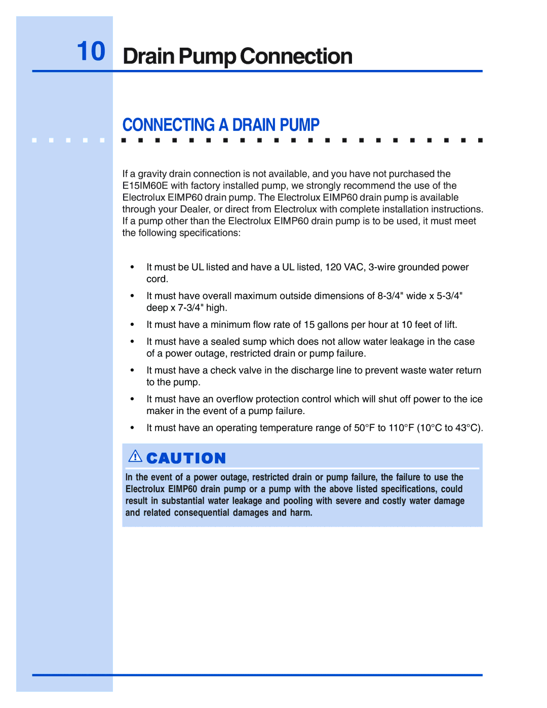 Electrolux 5995421640 manual Drain Pump Connection, Connecting a Drain Pump 