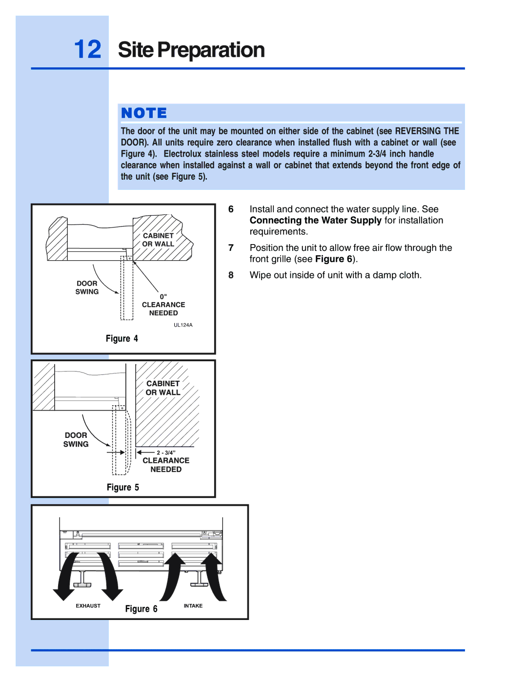 Electrolux 5995421640 manual Cabinet Or Wall Door Swing Clearance Needed 