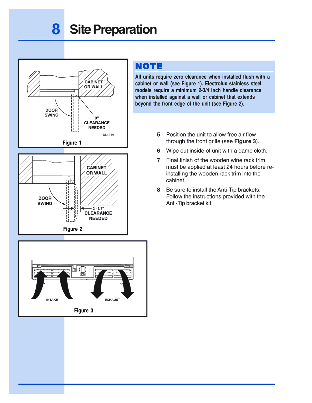 Electrolux 5995421657 manual Site Preparation 