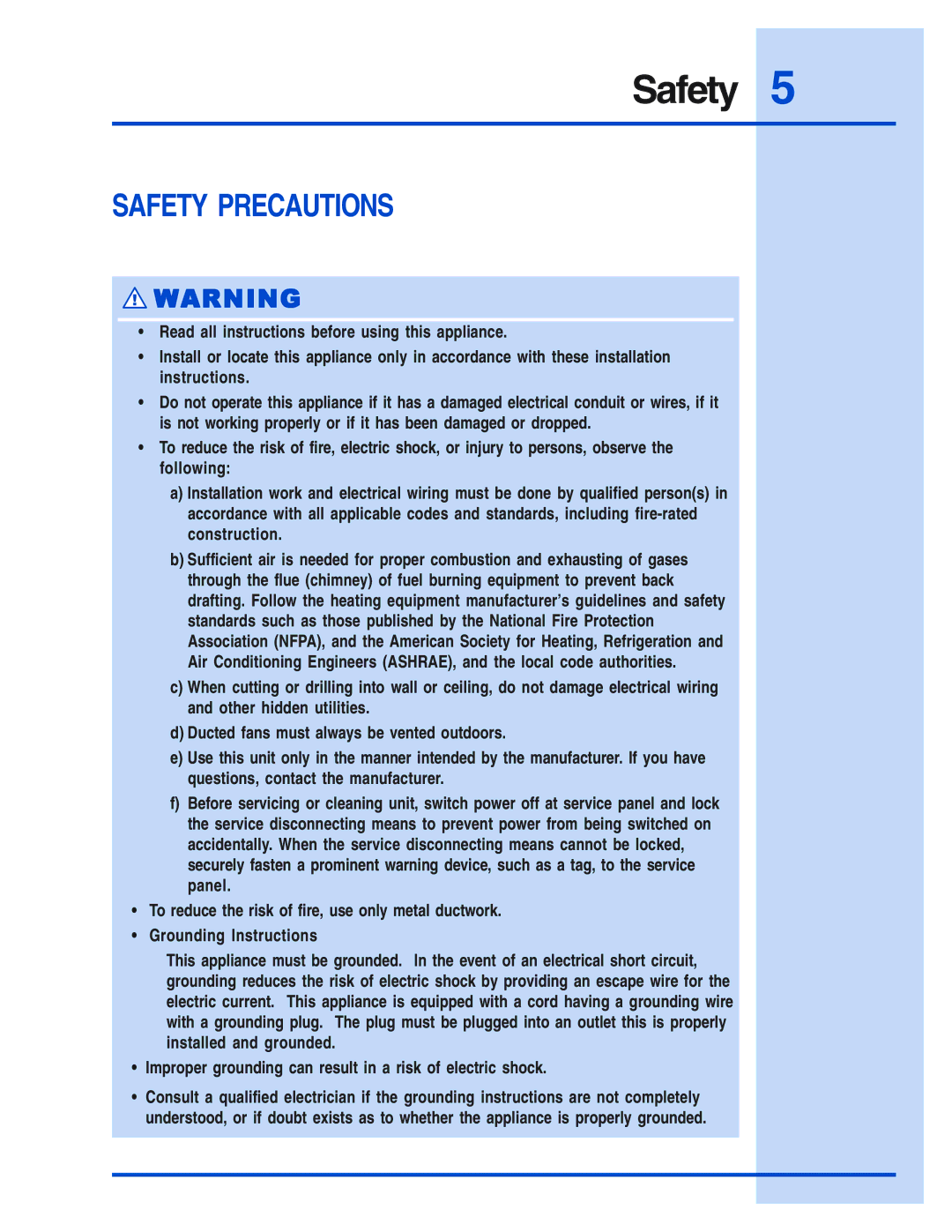 Electrolux 5995438602 installation instructions Safety Precautions 