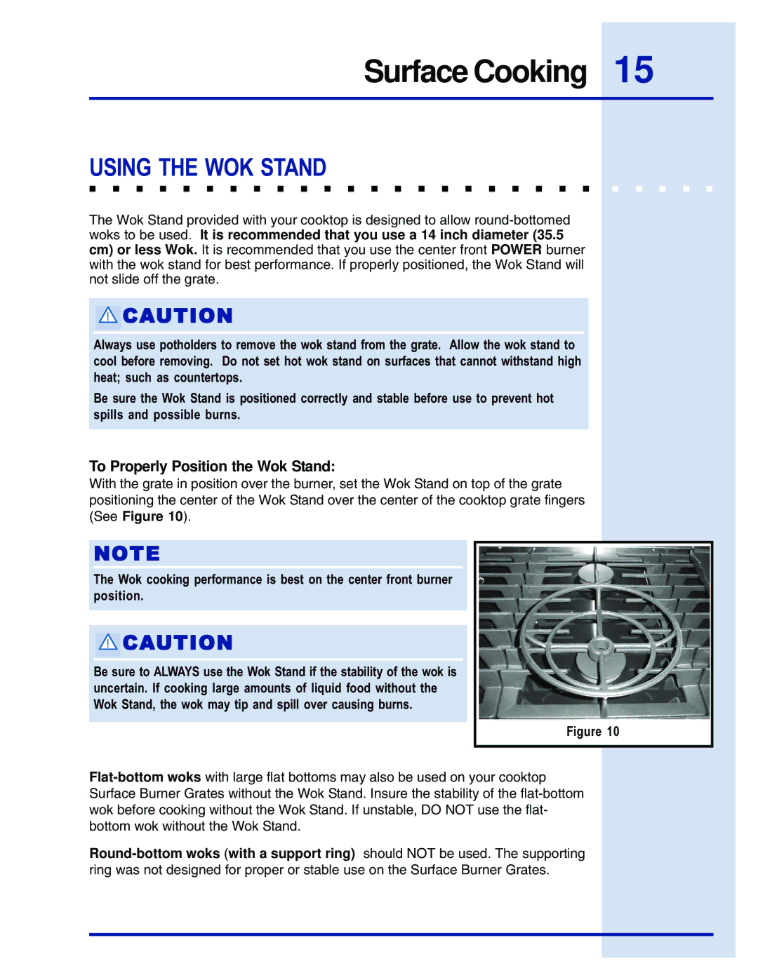 Electrolux 5995447090E36GC76EPS manual Using the WOK Stand, To Properly Position the Wok Stand 