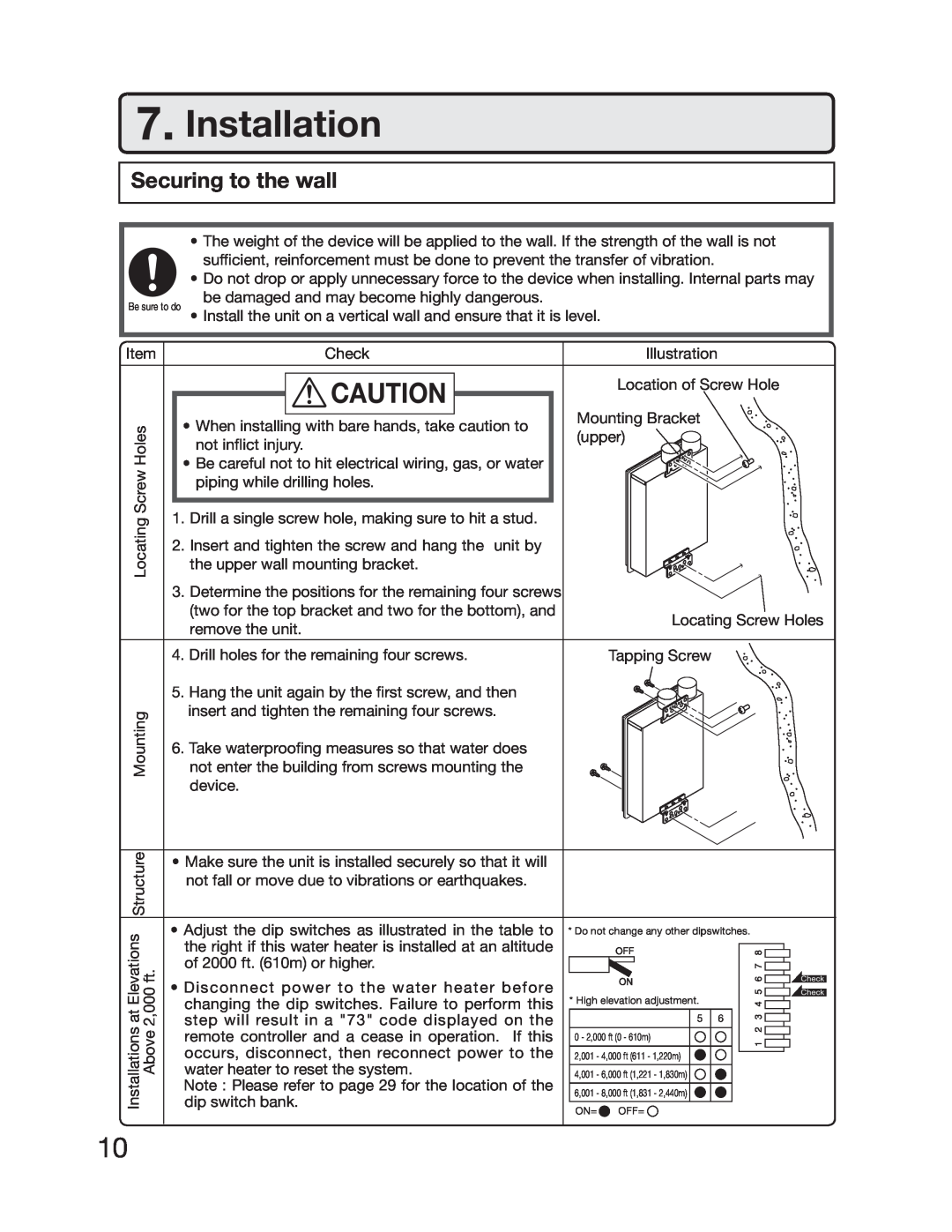 Electrolux 5995615357 installation manual Installation, Securing to the wall 
