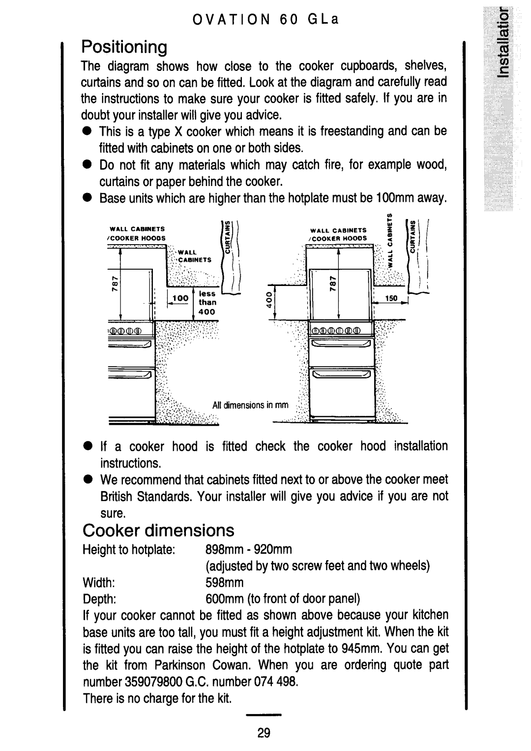 Electrolux 60 GLa manual 