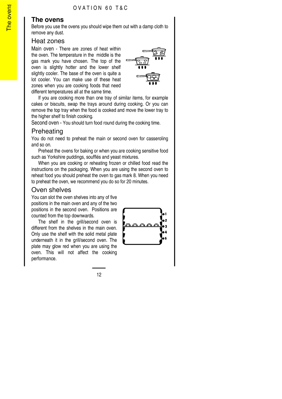 Electrolux 60 TC installation instructions Ovens, Heat zones, Oven shelves 