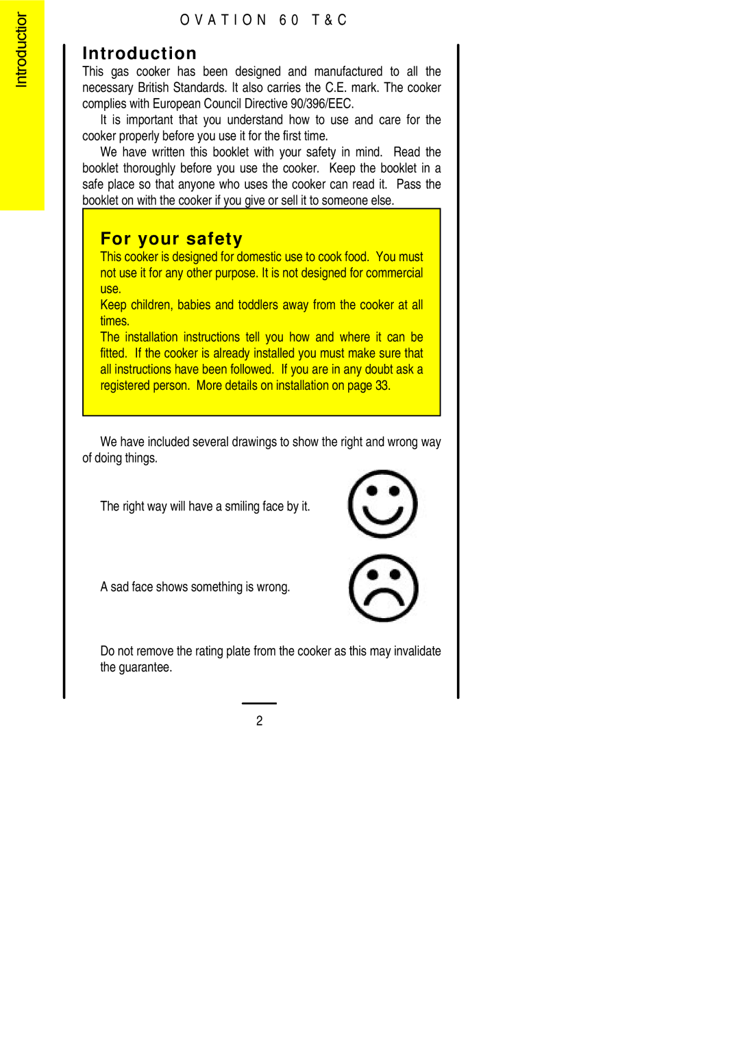 Electrolux 60 TC installation instructions Introduction, For your safety 